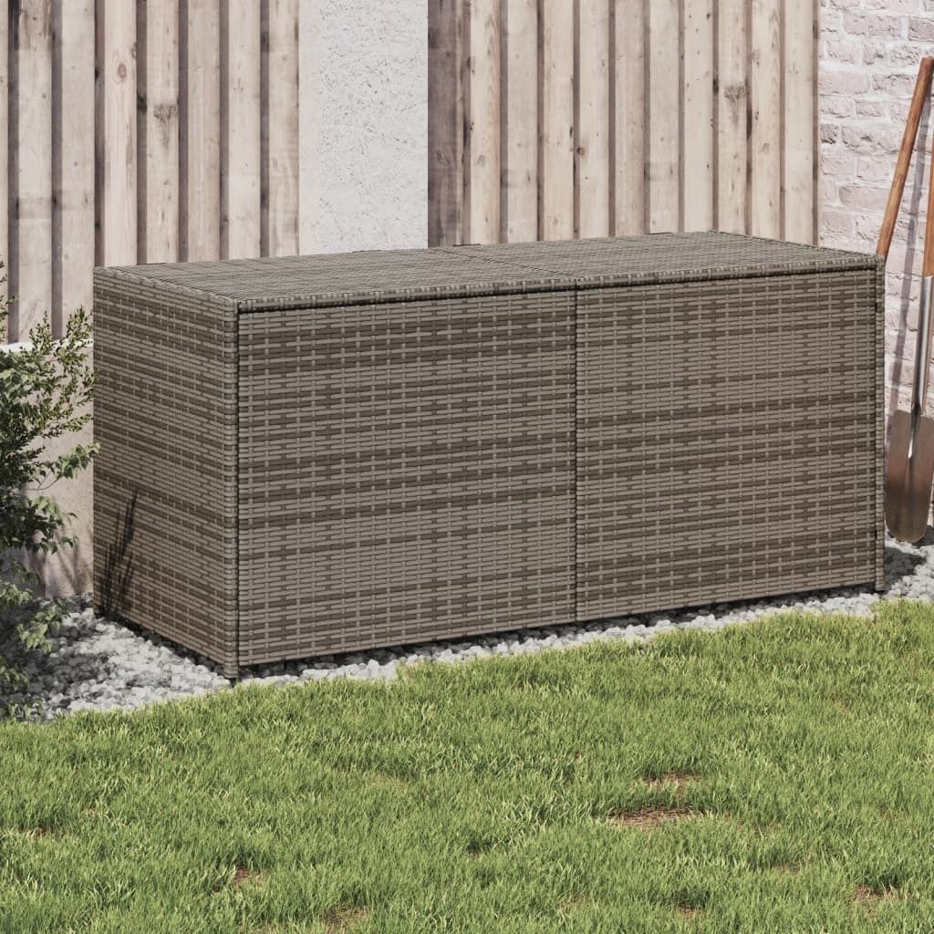 Design Gartentruhe Grau 283L Poly Rattan, Gartenboxen 2024 Neu
