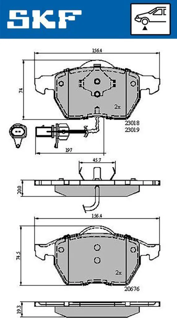 Kit de freinage avant pour Audi A6 et VW Passat, plaquettes SKF VKBP