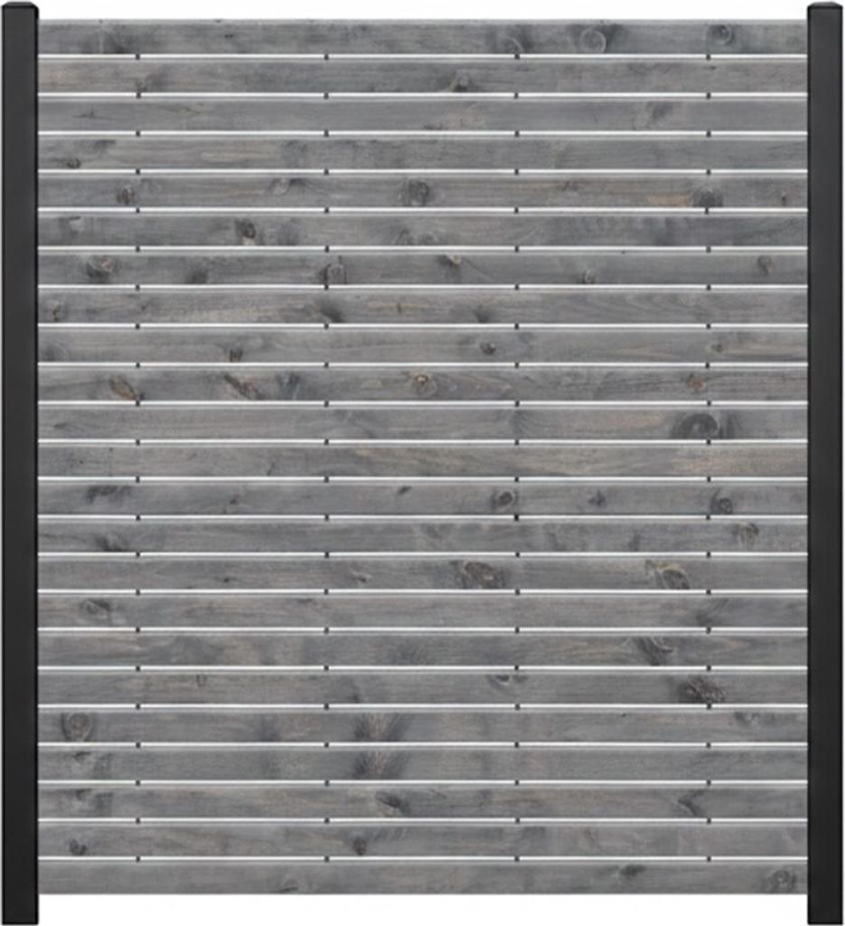 Endorphin Rhombuszaun Kiefer grau 2 Element 180x180cm 3 anthrazit Pfosten 7x7x235cm