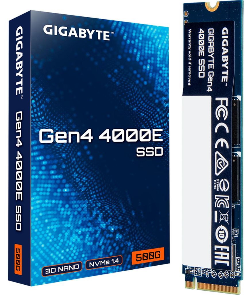 GIGABYTE Gen4 4000E SSD  500 GB, (PCIe 4.0 x4, NVMe 1.4, Produktbild 