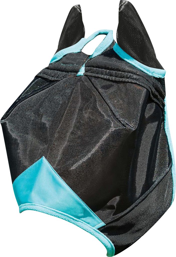 Weatherbeeta - Pferde Fliegenmaske mit Ohren "Comfitec Deluxe", Feines Netzmaterial WB1944 (Pony) (Schwarz/Türkis)