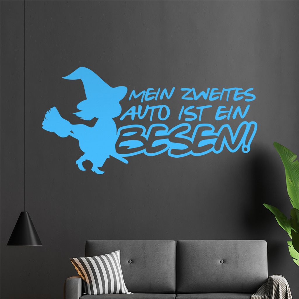 KIWISTAR Mein zweites Auto ist ein Besen! - Hexe Fliegen Schweben Wandtattoo in 6 Größen - Wandaufkleber Wall Sticker - Dekoration, Küche, Wohnz...