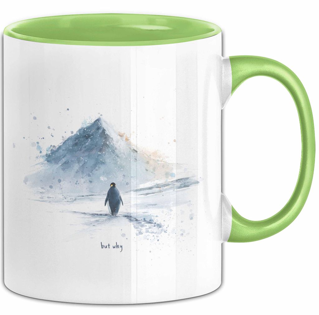 But Why Pinguin Tasse Meme Geschenk Penguin Viral (Grün)