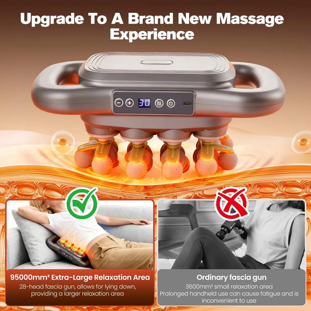 Pistolet de massage pour dos et nuque avec 28 accessoires de massage