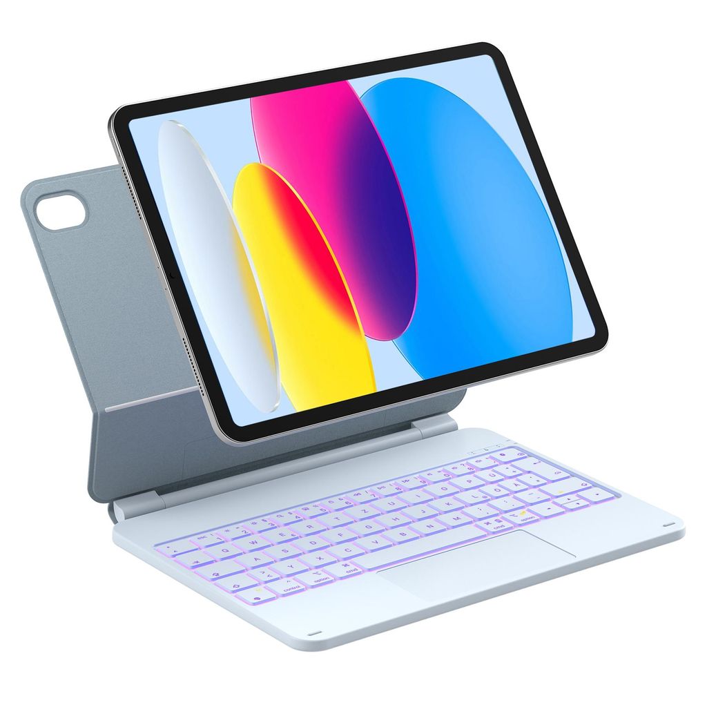 Inateck Tastatur Hülle für iPad 10/11 Generation 2025 A16 ,Tastatur mit Touchpad, Freitragender Ständer, 7-Farbige Hintergrundbeleuchtung