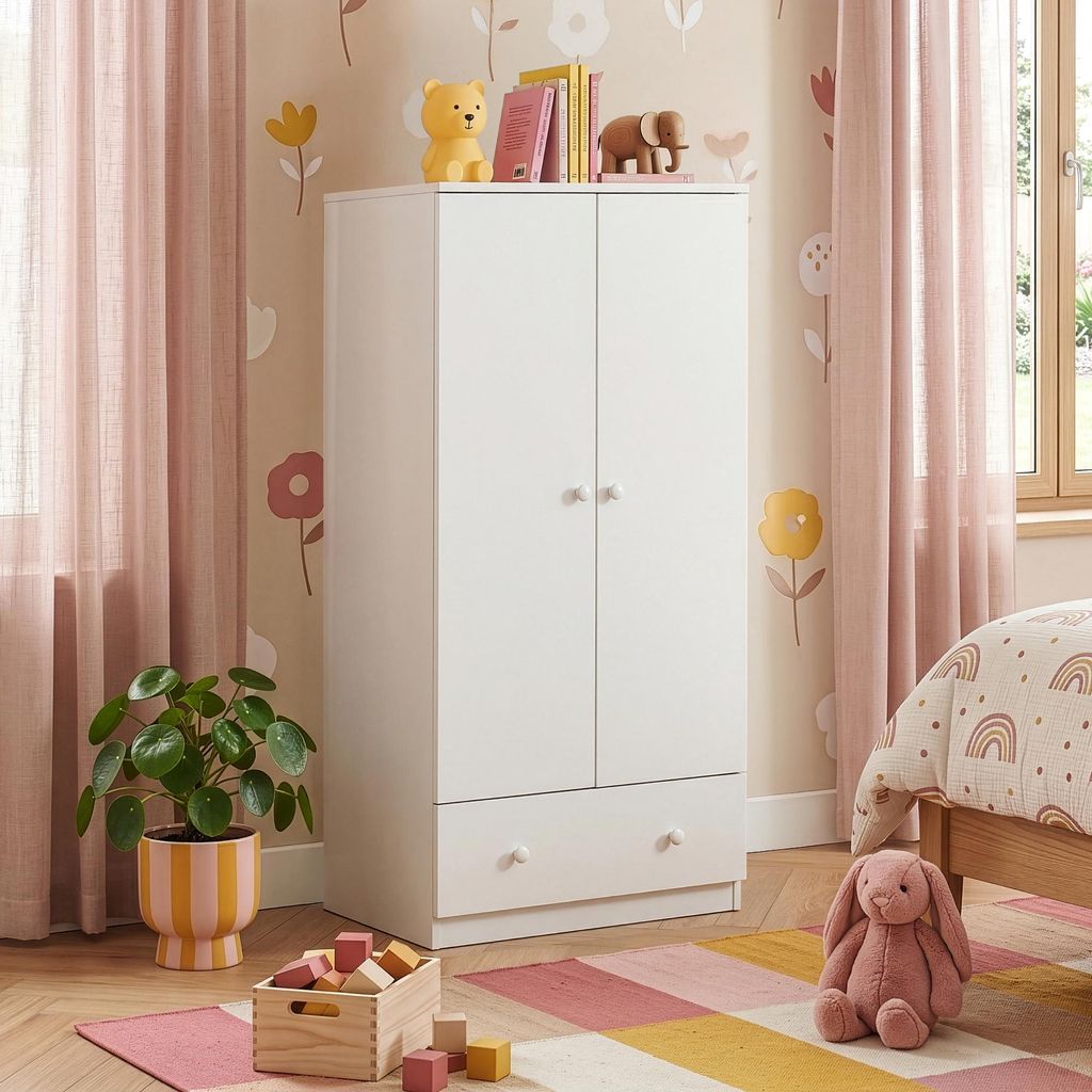 Armadio per bambini "Beldinupp" con 2 ante, 1 barra Immagine del prodotto 