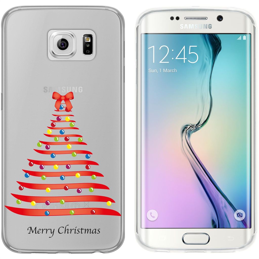 PhoneNatic Case kompatibel mit Samsung Galaxy S6 Edge Silikon-Hülle X Mas Weihnachten Weihnachtsbaum M1