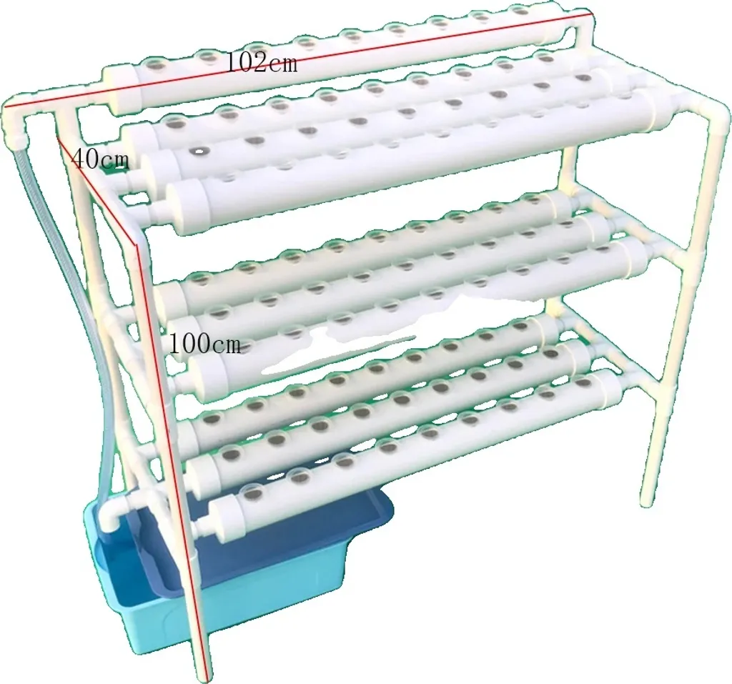 Kit hydroponique à 3 niveaux et 90 trous en PVC pour légumes et herbes