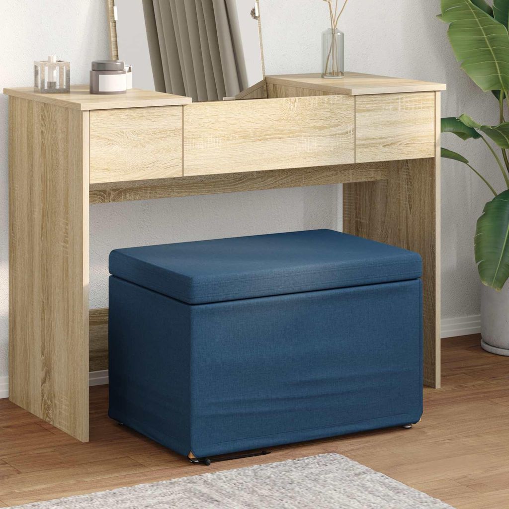 "WINTER SALE"Hocker Wohnzimmer - elegante Design - Schlafzimmerbank/Sitzhocker - Blau 61x41x40cm Stoff und Pressholz - Barhocker Germany7322180
