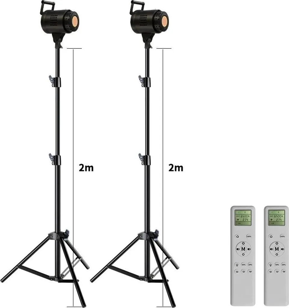Lumière Vidéo COB Photographie Réglable avec 2 Trépieds 1,9m - Kit 2 Pièces