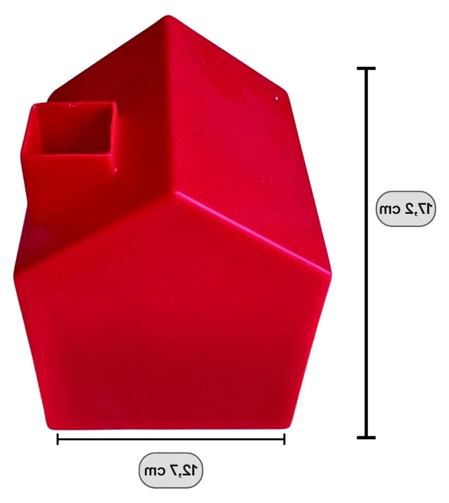 Roter Taschentuchspender in Hausform, 12,7x17,1x12,7 cm