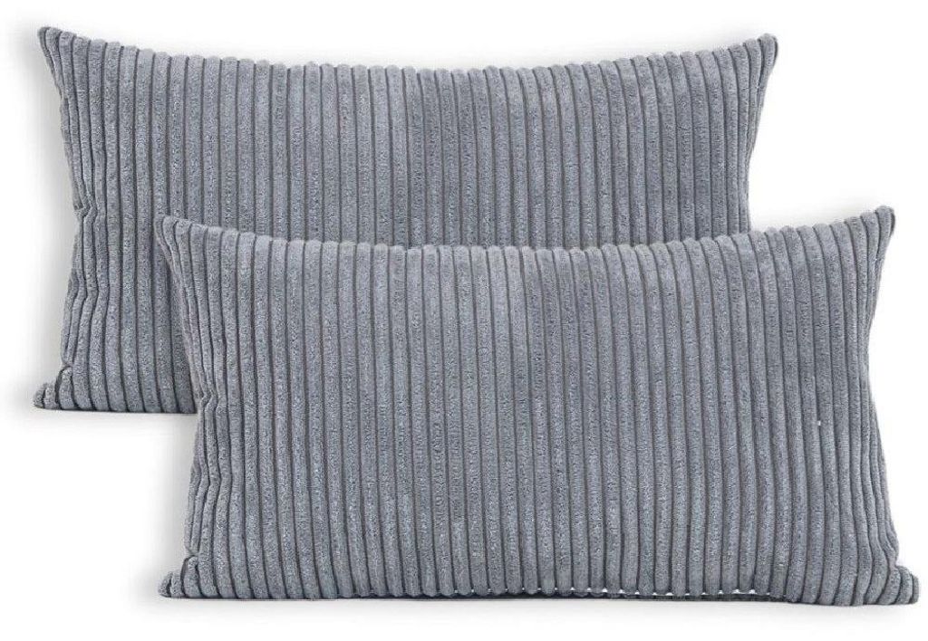 Lumali Dekokissen Graphit 30x50 cm , Kissenbezug aus Samtcord , Wohnzimmer Deko , Kissenhüllen