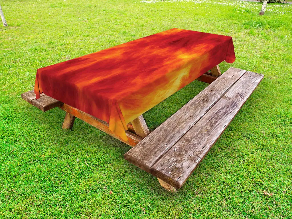 Tovaglia Outdoor ABAKUHAUS 145x210cm - Stampa Fuoco e Fiamme Arancio