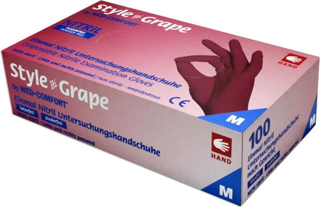 AMPri STYLE GRAPE Nitrilhandschuhe bordeaux-rot puderfrei Produktbild 