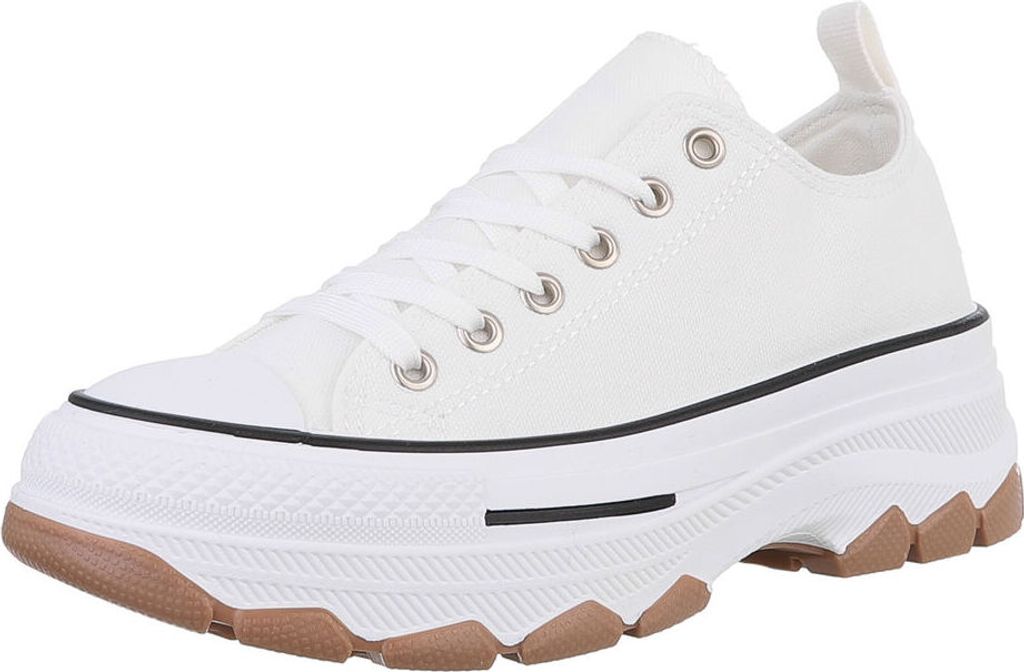 Ital-Design Damen Freizeitschuhe Textiloptik Sneakers Low 88930417 Weiß Gr. 40