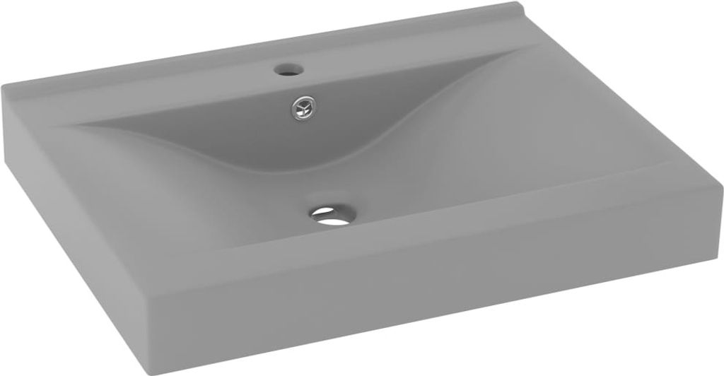 vidaXL Lavabo con foro per rubinetto grigio chiaro opaco Immagine del prodotto 