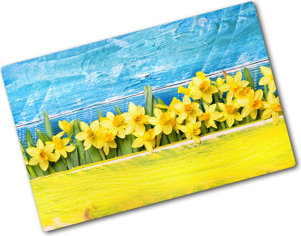 Tulup Glas Herdabdeckplatte - 80x52 cm - Glaskeramikkochfeld-Abdeckung Spritzschutz Glasabdeckplatte - Einteilig - Blumen & Pflanzen - Narzissen - ...