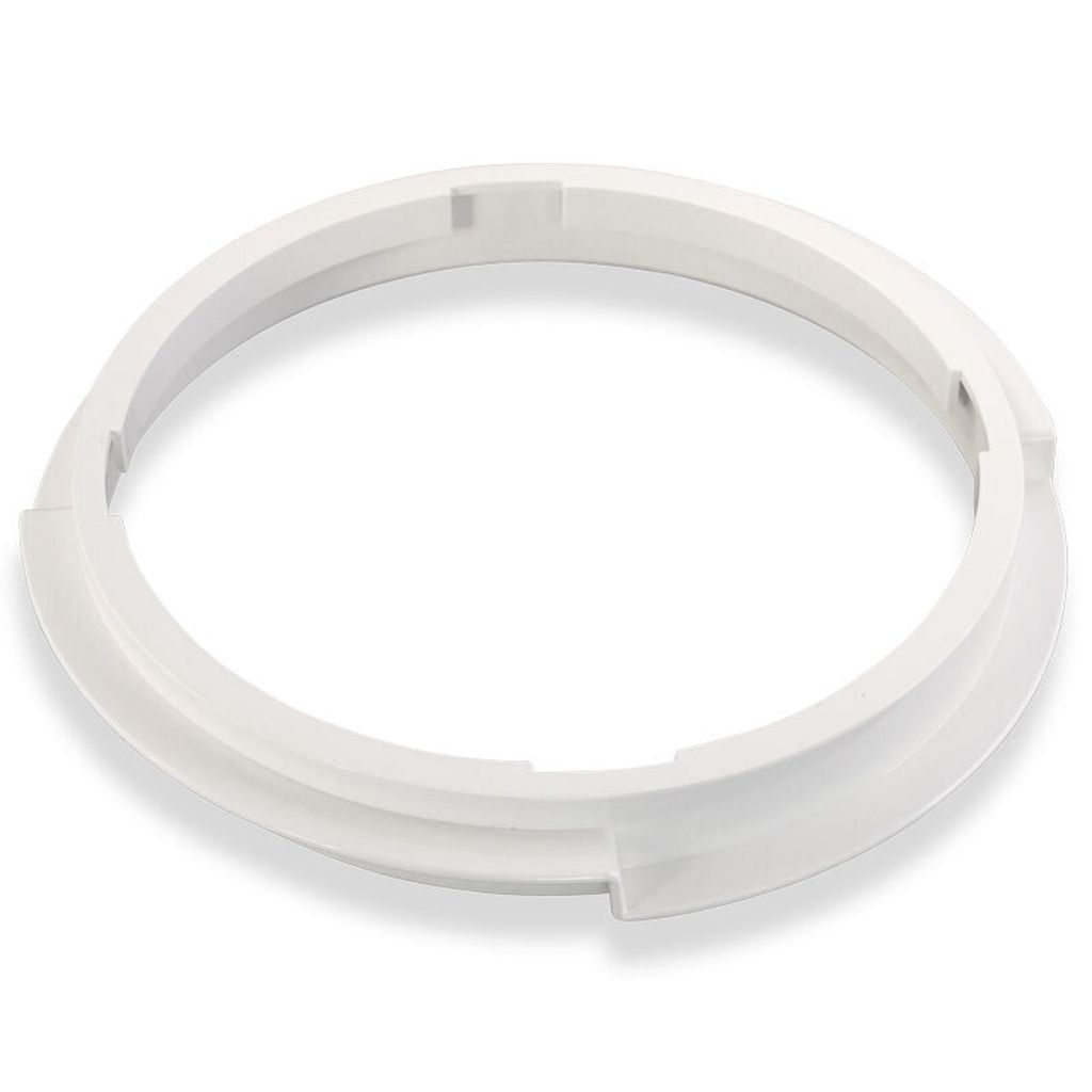 A white plastic ring-shaped product is shown against a white background.