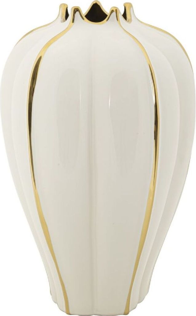 Mauro Ferretti Vase Töpfer Weiß Gold 21x40 cm
