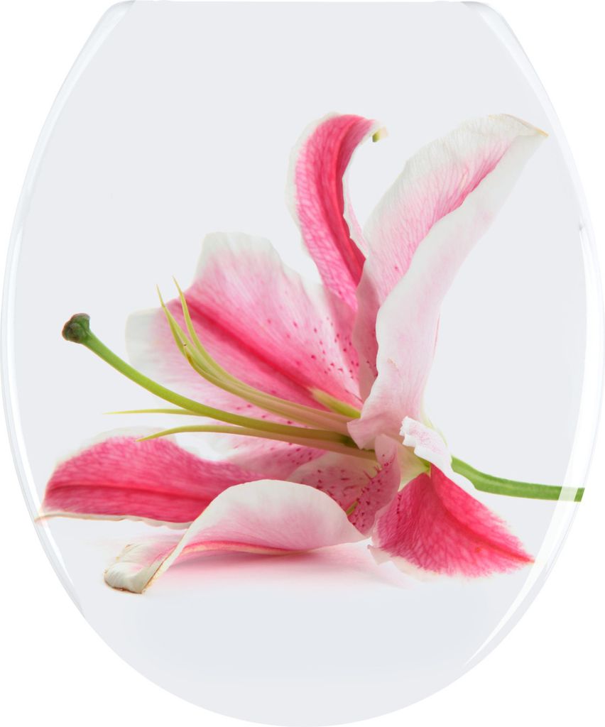 WENKO WC SITZ Orchidee Toiletten Deckel Brillen Klo Duroplast Gäste WC Blumen