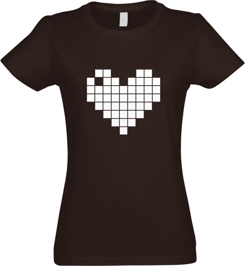 Kiwistar - T-Shirt tailliert - Damen - Chocolate - 8-Bit Herz - mit Motiv Bedruckt - Funshirt Design - Sport - Freizeit - Damen - M