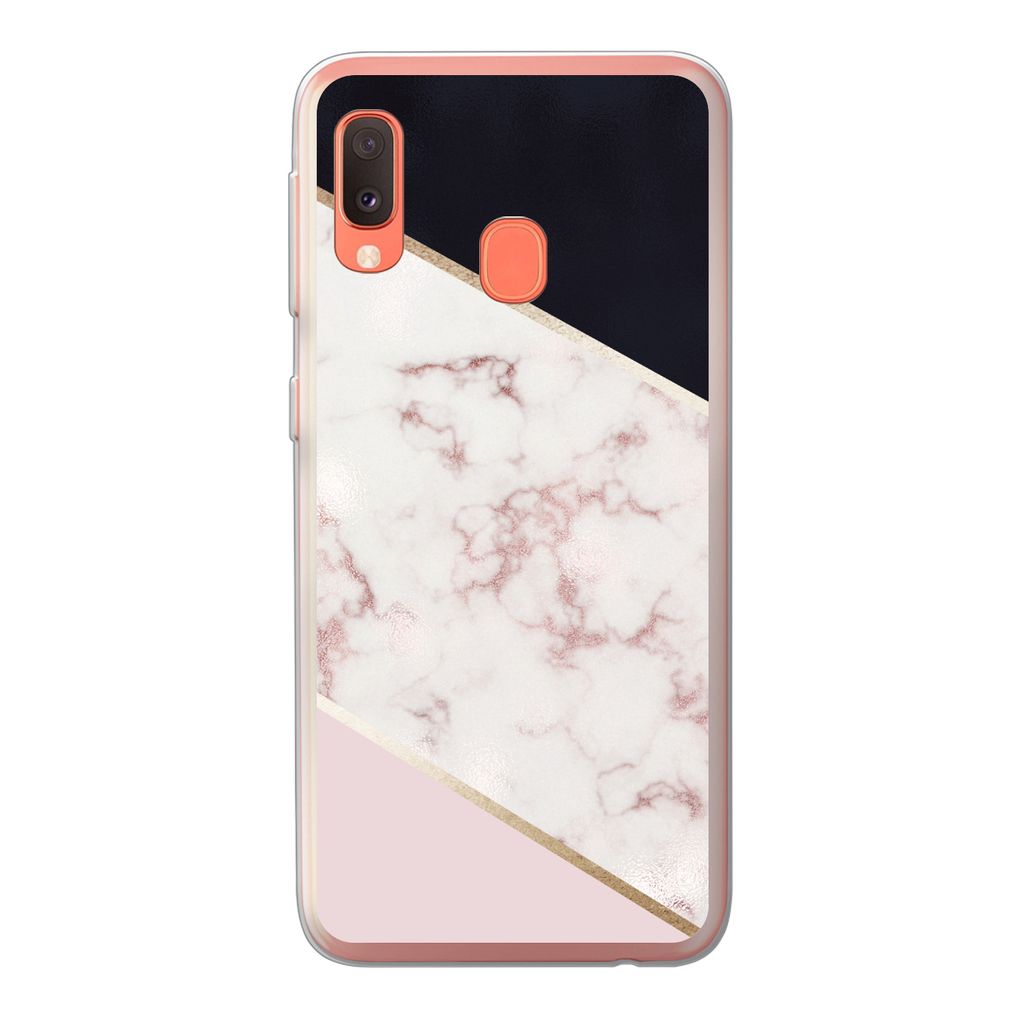 MuchoWow Handyhülle Schutzhülle Hülle für Samsung Galaxy A20e Marmor - Roségold - Luxus Silikon Softcase Handy Hülle - Abdeckung