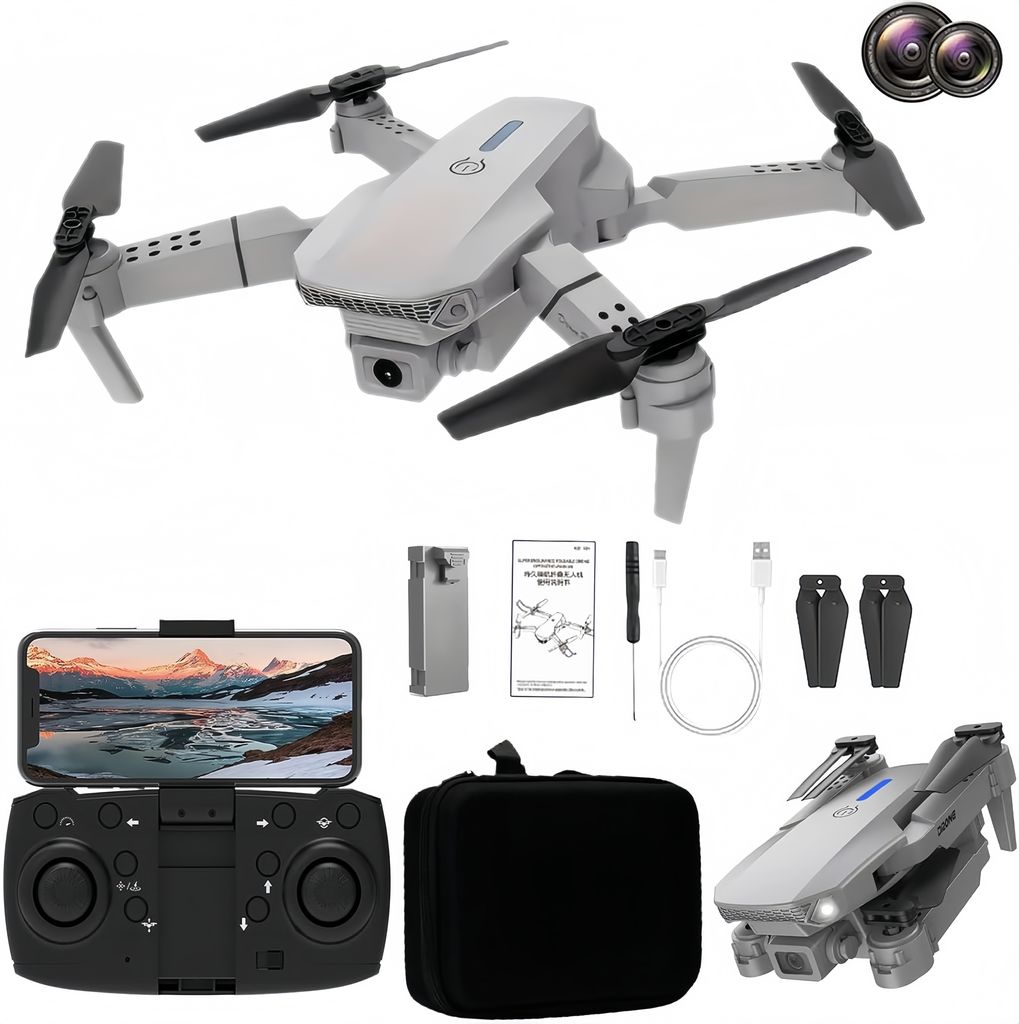 Drohne mit 4K Kamera, RC Quadcopter FPV Drone mit Dual-Kamera, Start/Landung mit einer Taste, Hindernisvermeidung, Gestenfotografie, Headless-Modus