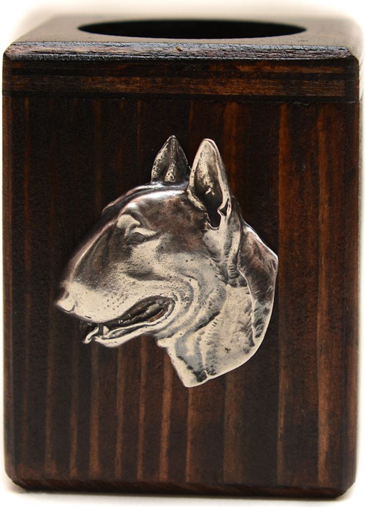 Bull Terrier, Bullterrier II - Holzkerzenständer mit Hund, einzigartiges Andenken an den Verlust eines Hundes, Handwerkskunst der Marke Art-Dog
