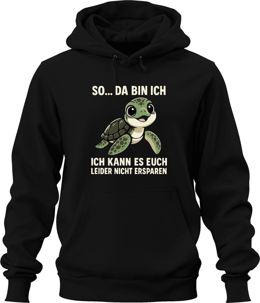 So da bin ich leider nicht ersparbar Schildkröte süß Geschenk Uni Hoodie Kapuzenpullover, Schwarz, S