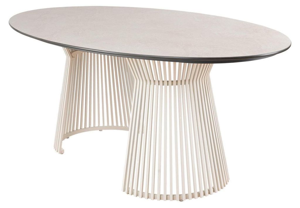 Gartentisch - 200 x 110 cm - Grau - Sandgrau - Aluminiumgestell - HPL