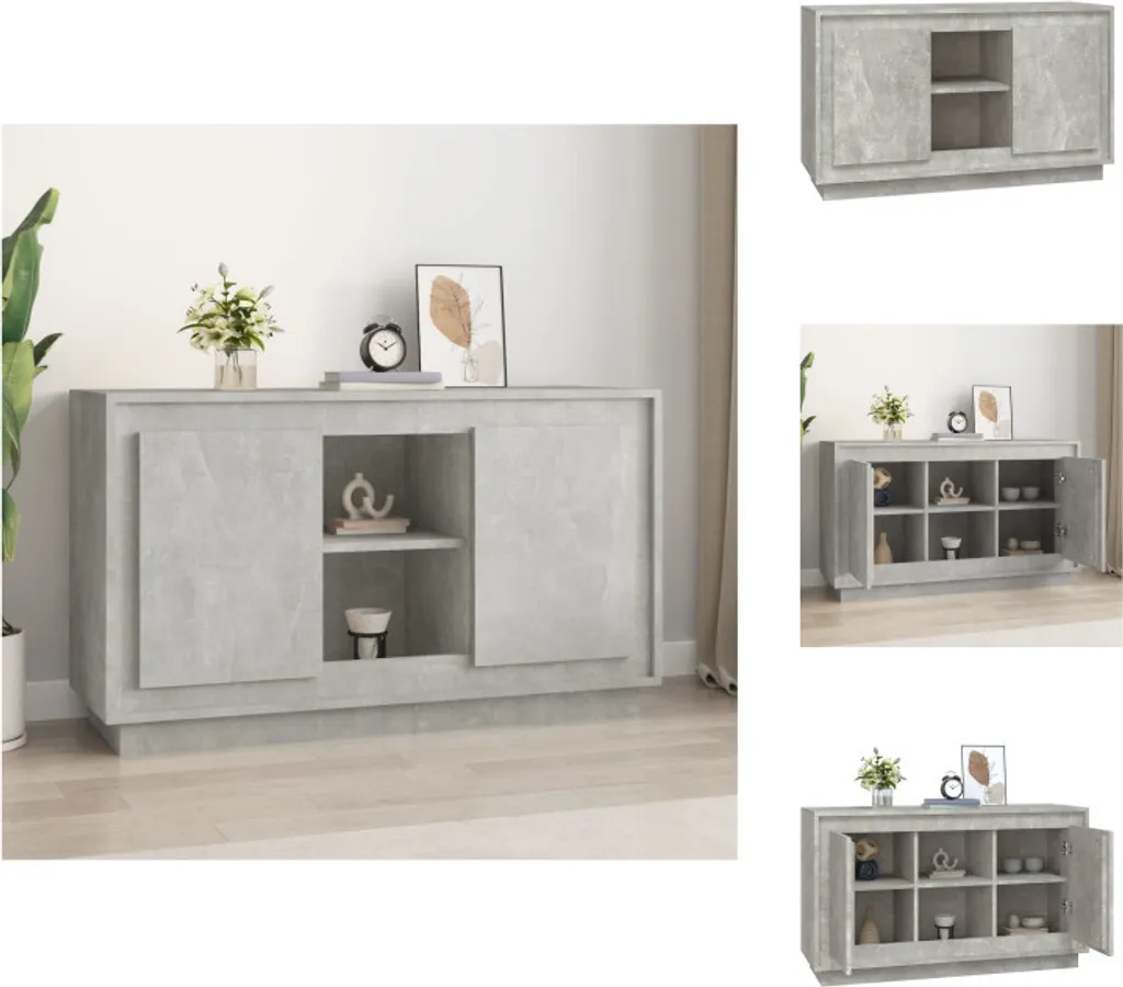 vidaXL Credenza grigio cemento 102x35x60 cm materiale legno - Credenze