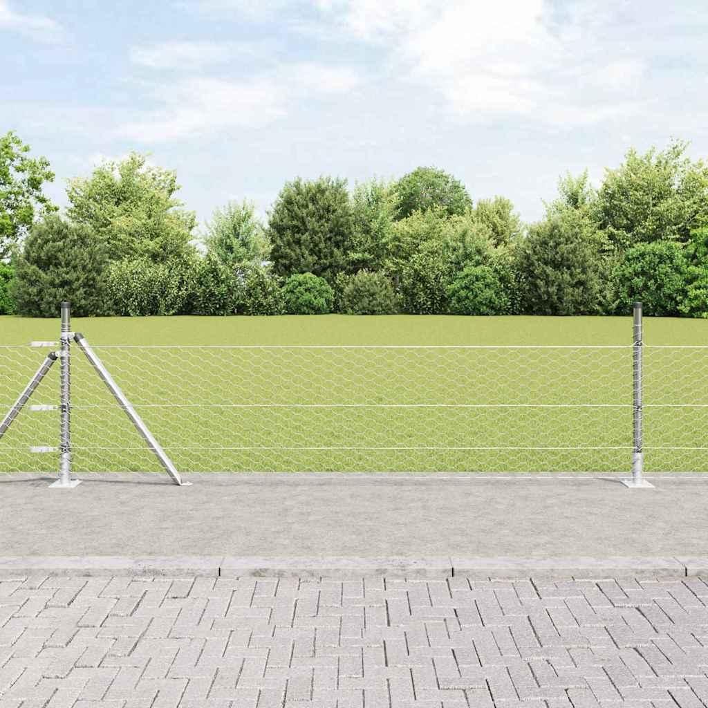 Maison Exclusive - Zaunpfosten Silber 50 x 0,4 m (36 mm Maschen) Stahl