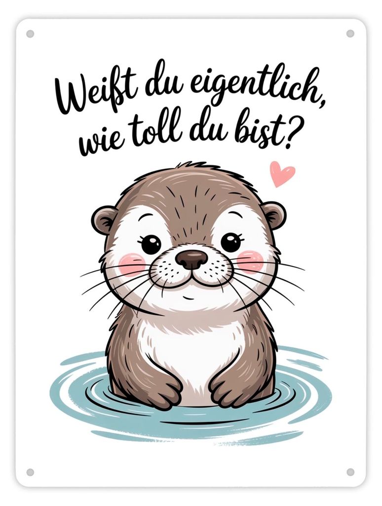 Otter Metallschild XL in 21x28 cm - weißt du eigentlich, wie toll du bist?