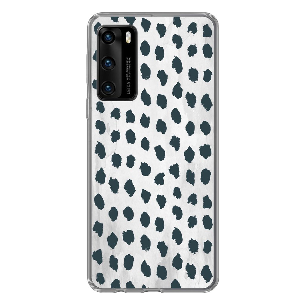 MuchoWow Handyhülle Schutzhülle Hülle für Huawei P40 Polka dots - Schwarz - Marmor Silikon Softcase Handy Hülle - Handytasche