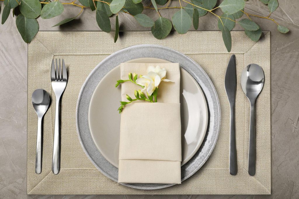 EUROFIRANY | Tischset 4er Set - 30 x 40 cm - beiges Platzset - Glatt Boho
