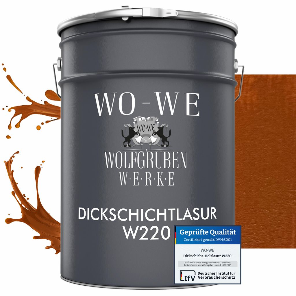 Dickschichtlasur 2in1 Holzlasur Holzschutzlasur außen und innen W220 Teak - 2,5L