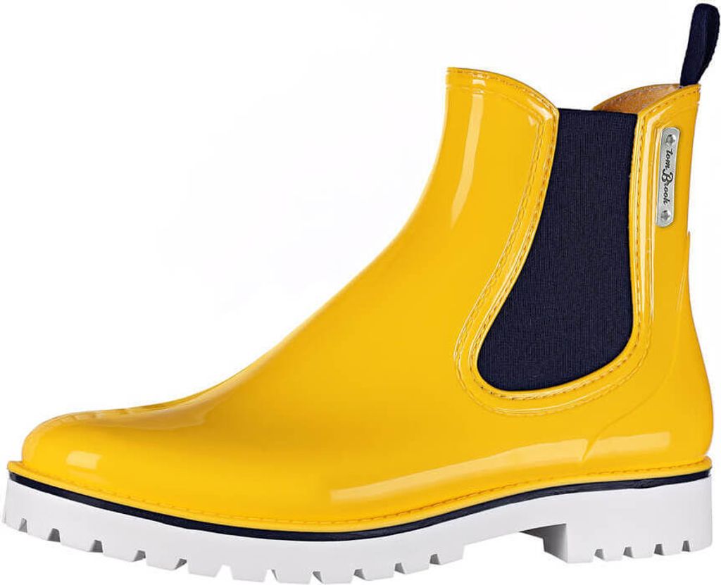 tomBrook Damen Regenstiefelette Chelsea-Boot Langeoog - Halbhoher Gummistiefel mit seitlichem Gummizug in Gelb Größe 40