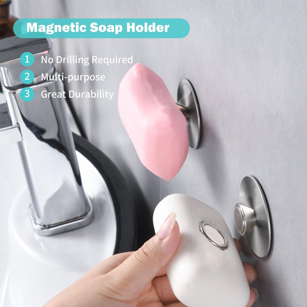 Wandmontierter magnetischer Seifenhalter aus rostfreiem Edelstahl für Badezimmer, Küche, Abstellraum. Kein Bohren erforderlich