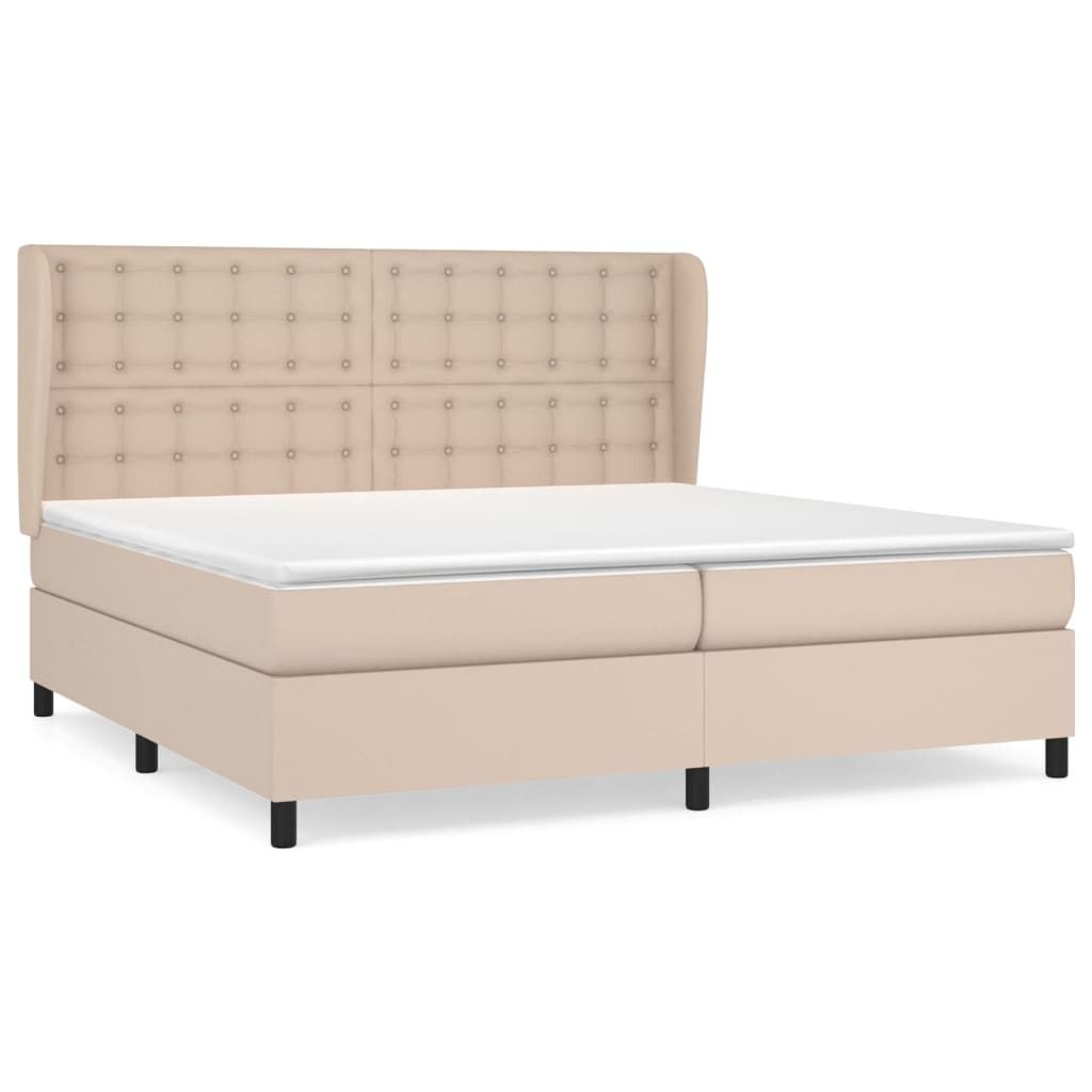 SYFAX Boxspringbett Matratze Cappuccino-Braun 200x200cm Kunstleder