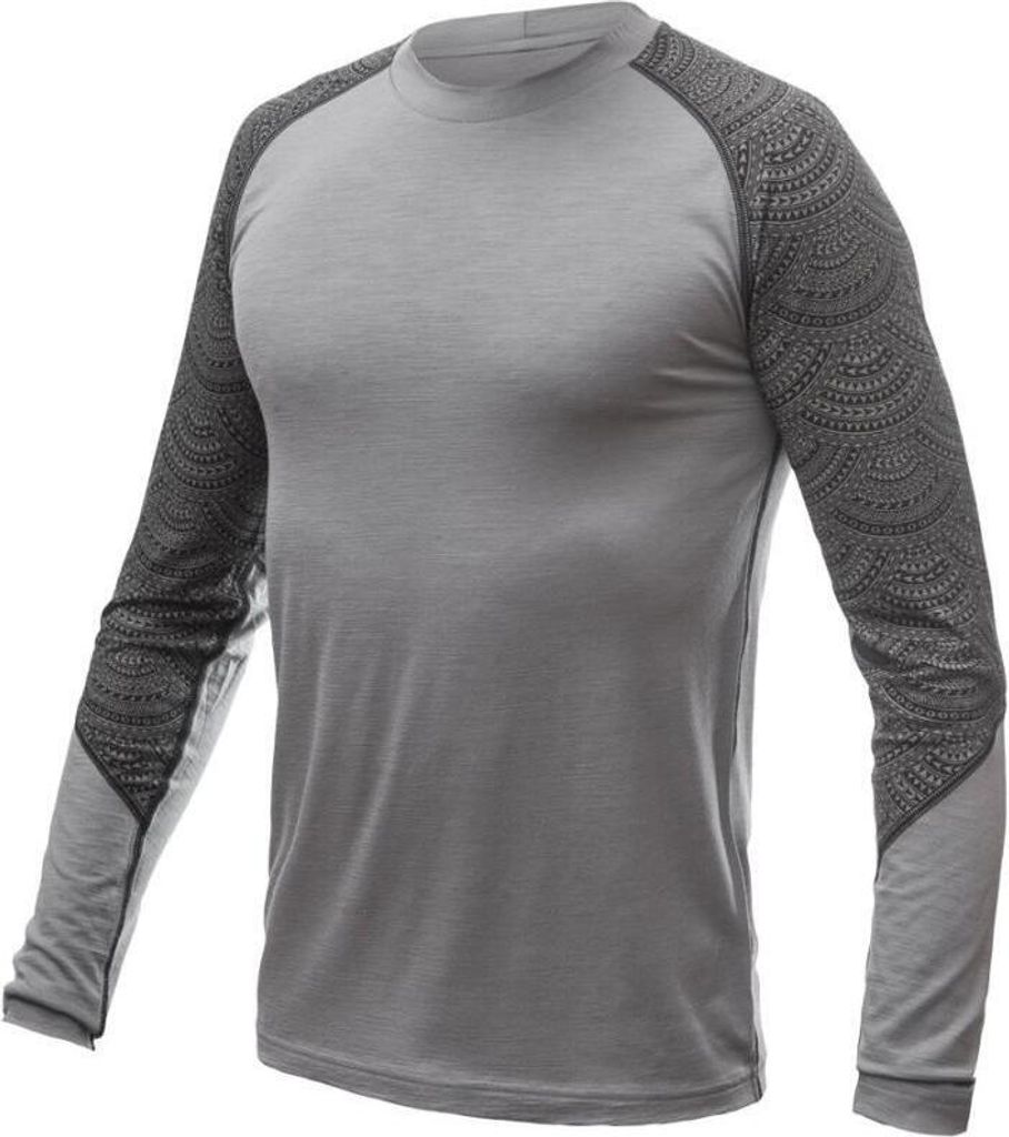T-Shirt Sensor Merino Impress Herren lang grau Maori-Muster größe XL 22200027-03