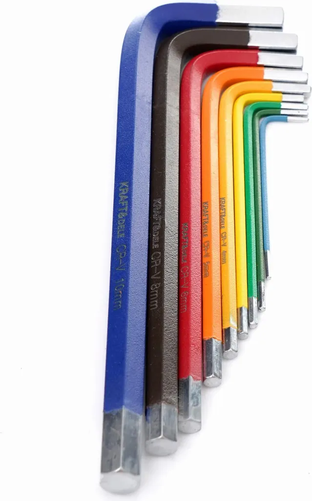 Clés Allen à tête sphérique HEX 9pcs en acier Cr-V code couleurs
