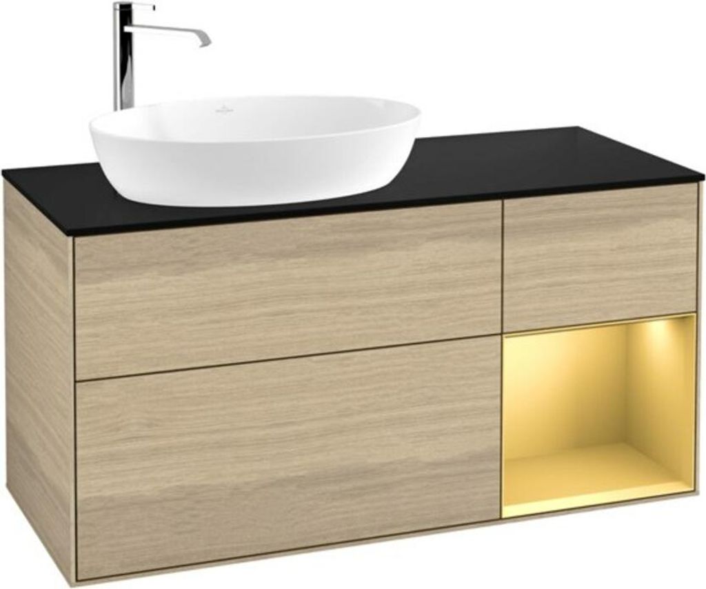 V&B Waschtischunterschrank Wandbeleuchtung Finion 120cm, Pl bla m, Reg gol m Lac, Oa ven