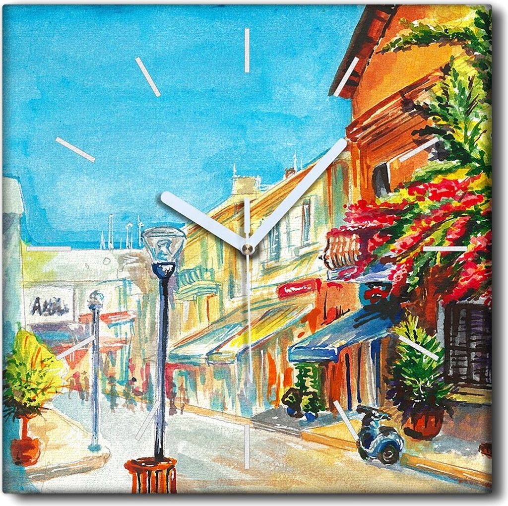 Coloray Uhr auf Leinwand 30x30 cm Wand Uhr Dekoration Wohnzimmer Segeltuch weiße Zeiger -Hausarchitekturstadt.