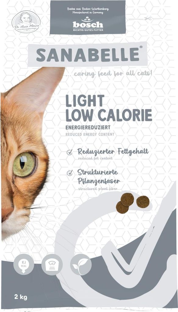 Sanabelle Katzentrockenfutter Adult Light Low Calorie mit Geflügel für übergewichtige Katzen 2 kg