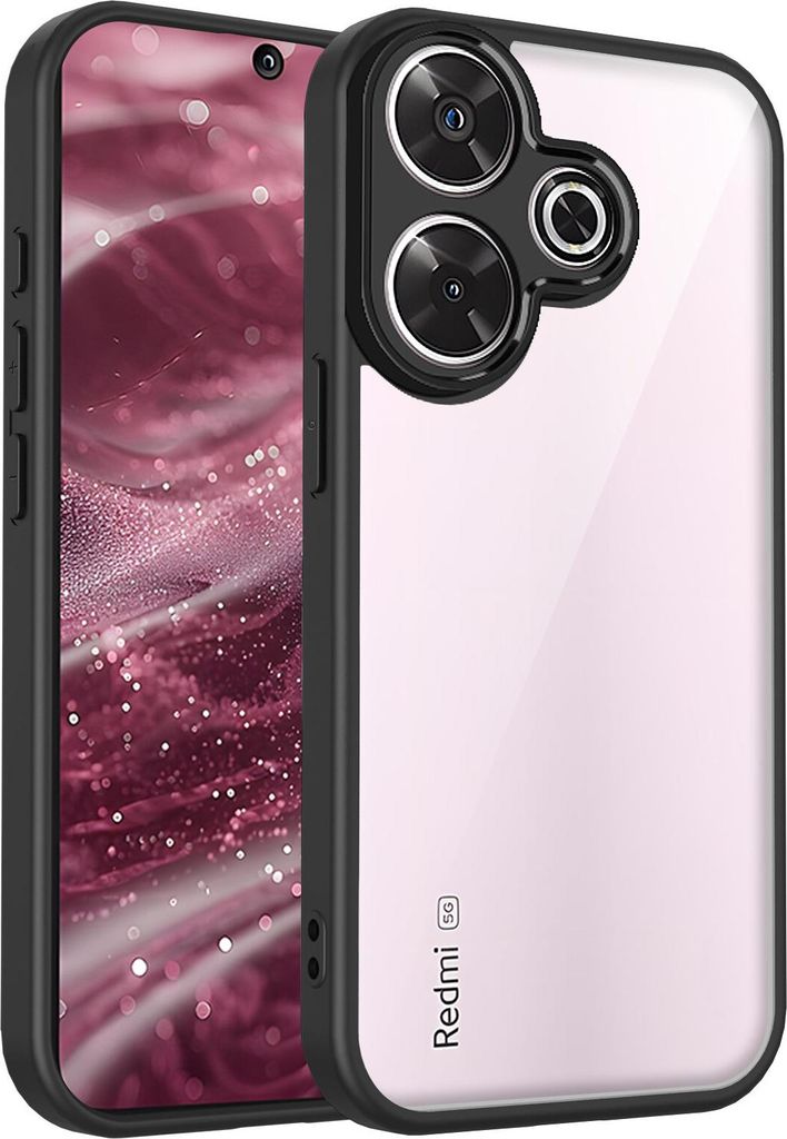 Hülle für Xiaomi Redmi 13 4G/Redmi 13 5G/Poco M6 4G/Poco M6 Plus Transparente Rückseite TPU Bumper Stoßfest Handyhülle Schwarz