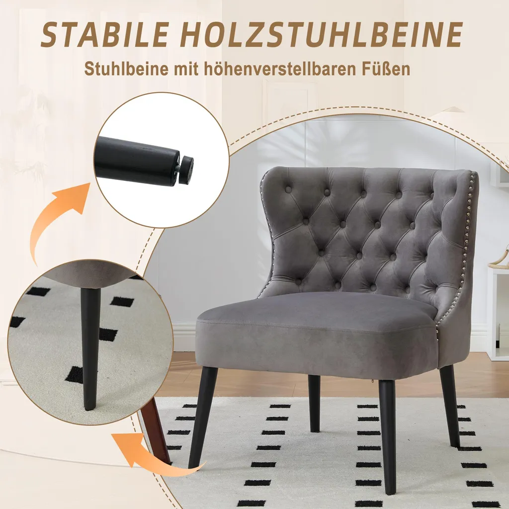 Siège d'Appoint Velours sans Bras pour Coin Lecture et Salon Moderne - 4