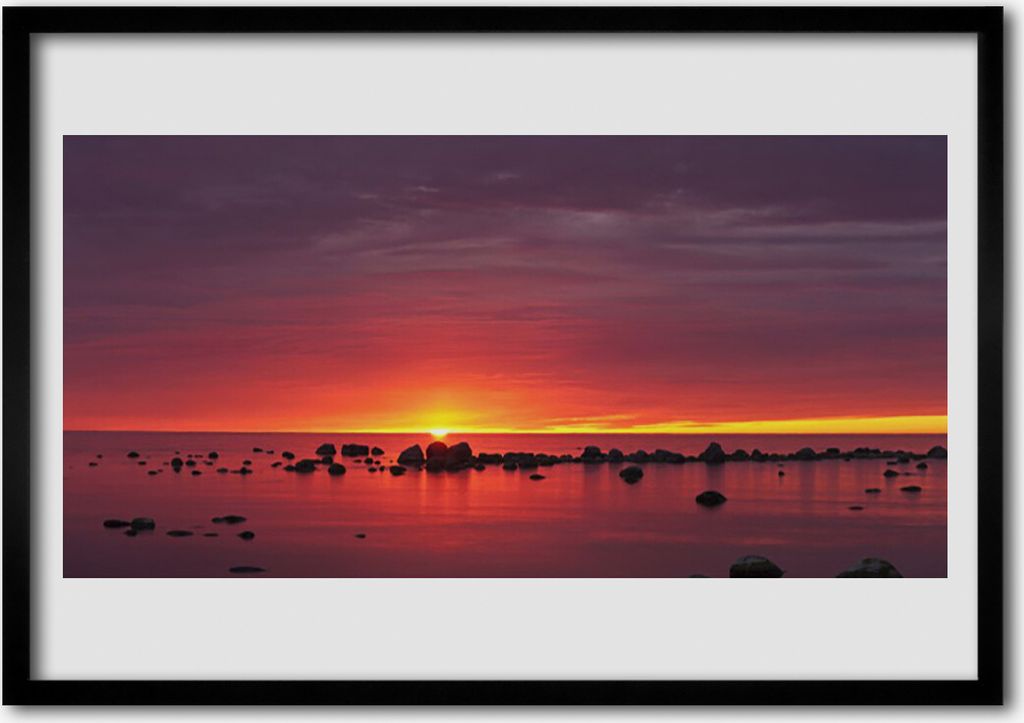 Bild 70x50 MDF-Rahmen Wandkunst Meer, Sonne, Landschaft