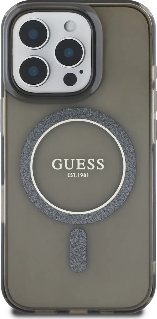 Custodia Guess iPhone 16 Pro MagSafe IML Glitter Circle Nero - 3