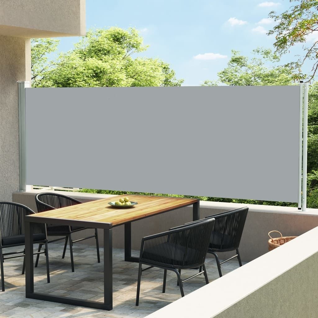 The Living Store Ausziehbare Seitenmarkise 600x160 cm Grau