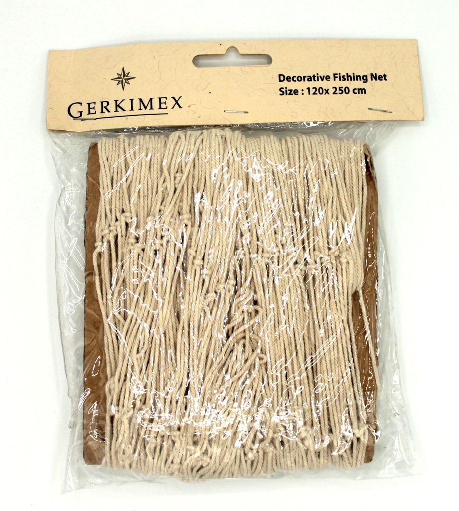 Dickes Deko-Fischernetz in Natur aus Baumwolle, Beige, 120x250 cm